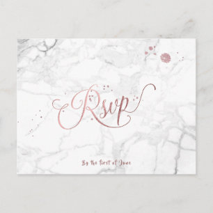 PixDezines RSVP/FAUX ROSE GOLD/MARBLE Invitation Postcard