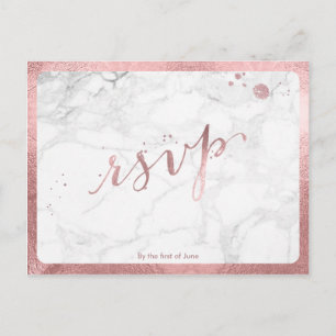 PixDezines RSVP/FAUX ROSE GOLD/MARBLE Invitation Postcard