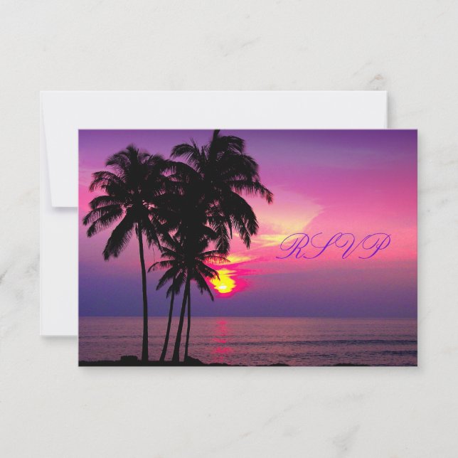 PixDezines rsvp Hawaiian Sunset Beach Scence Card (Front)