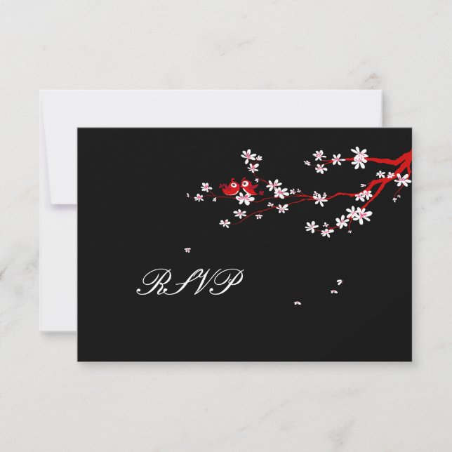PixDezines rsvp Love Birds+Red Cherry Card (Front)