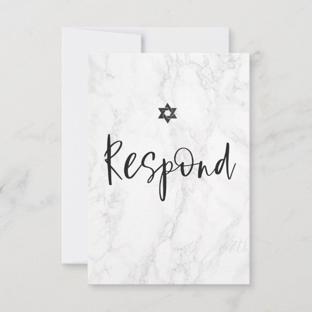 PixDezines RSVP Marble Bar Mitzvah ✡ Card (Front)
