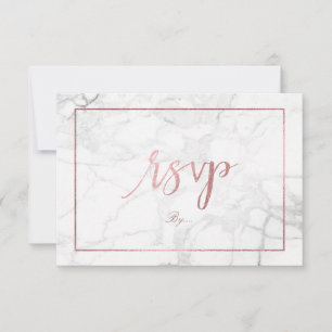 PixDezines RSVP Marble/Faux Rose Gold Card