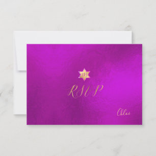 PixDezines RSVP minimalist Magenta Mitzvah ✡ Card