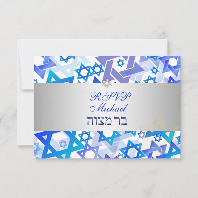 PixDezines rsvp mod stars/bar mitzvah/blue/silver (Front)
