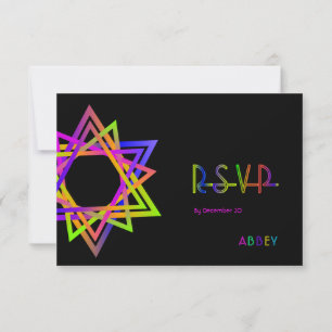 PixDezines RSVP Neon Lights/Vegas/Bat Mitzvah Card