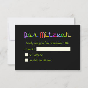 PixDezines Rsvp Neon Lights/Vegas Style/Mitzvah Card