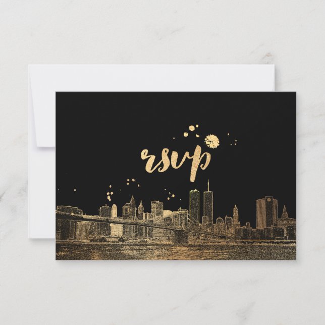 PixDezines RSVP NYC Skyline/Faux Gold (Front)