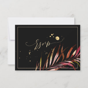 PixDezines RSVP, Palm Fronds Faux Gold RSVP Card