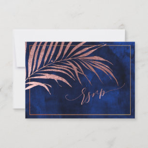 PixDezines RSVP, Palm Fronds   Faux Rose Gold RSVP Card