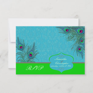 PixDezines rsvp Peacock Charm Card
