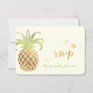 PixDezines rsvp Pineapples/Gold Brush Strokes Card