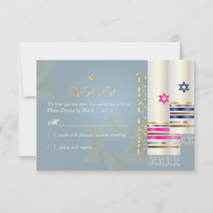 PixDezines RSVP Pink/BlueTallits/B'nai Mitzvah Card