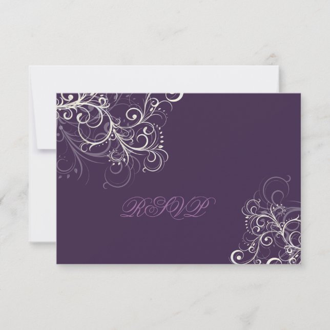 PixDezines rsvp plum+pearl swirls Card (Front)