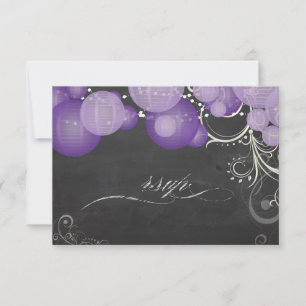 PixDezines rsvp purple lanterns+chalkboard Card