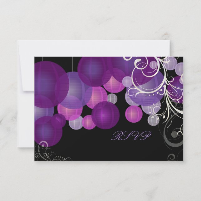 PixDezines rsvp purple/plum/lilac lanterns Card (Front)