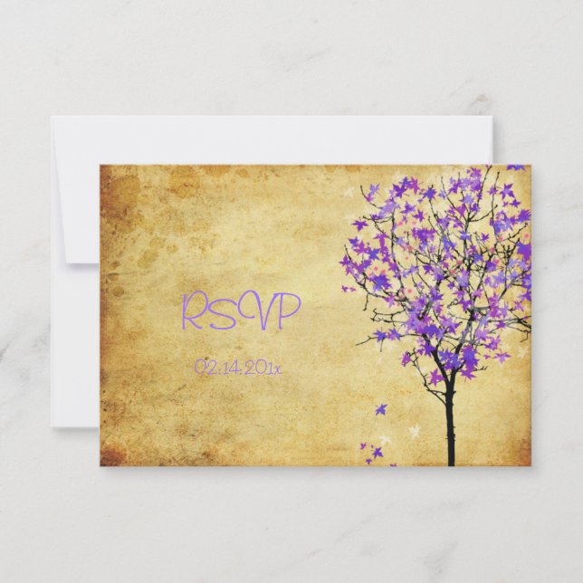 PixDezines rsvp retro violet maple trees (Front)