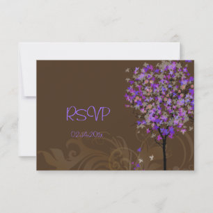 PixDezines rsvp retro violet maple trees Card