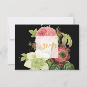 PixDezines RSVP Rose Garden/Gold/Faux Foil Card