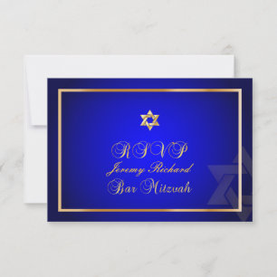 PixDezines rsvp Star, Bar Mitzvah/royal blue+gold
