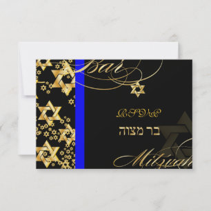 PixDezines rsvp Star of David, Bar Mitzvah Card
