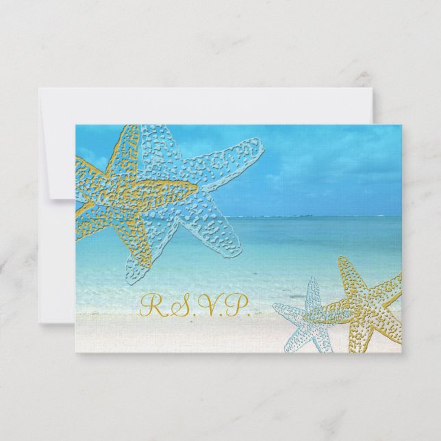 PixDezines rsvp Starfish/Beach Weddings Card (Front)
