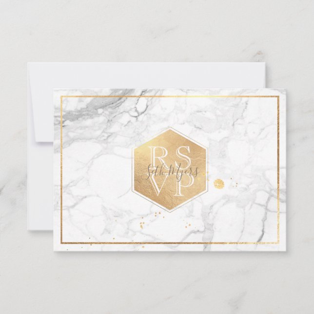 PixDezines RSVP Sweet Honeycomb Faux Gold Card (Front)