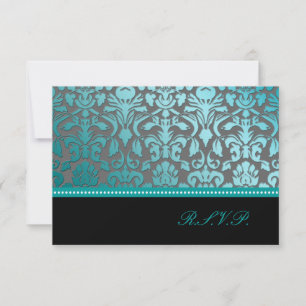 PixDezines rsvp teal flora damask/diy background Card