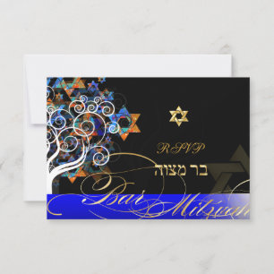 PixDezines Rsvp Tree of Life Mitzvah/Champagne Card