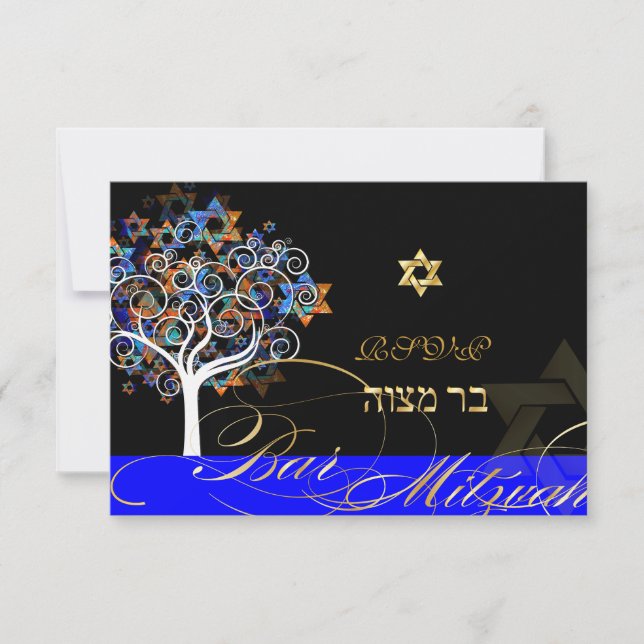 PixDezines rsvp tree of life+stars, Bar Mitzvah (Front)