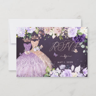 PixDezines RSVP Twins Quinceanera Rose Gold Lilac Invitation