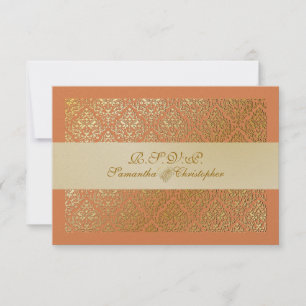 PixDezines rsvp vavin damask/diy tangerine colour Card