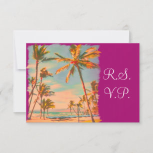 PixDezines rsvp Vintage Beach Scence/Aloha/Luau Card