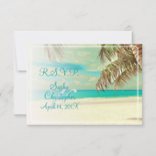 PixDezines rsvp vintage beach, tropical paradise Card