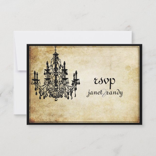 PixDezines rsvp vintage chandelier/DIY event Card (Front)