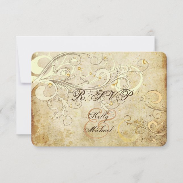 PixDezines RSVP VINTAGE CREAM SWIRL/LUXE SHIMMER Card (Front)
