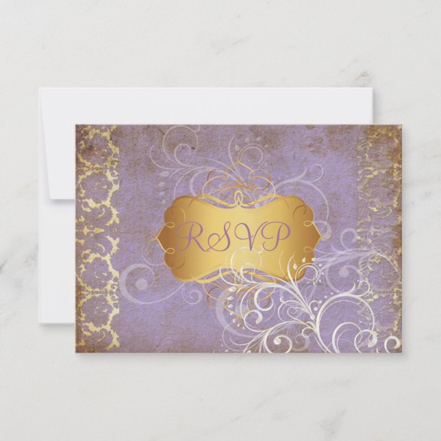 PixDezines rsvp Vintage grunge desiree damask Card (Front)