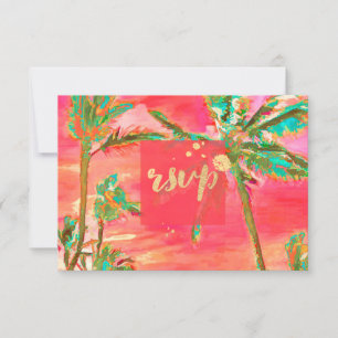 PixDezines RSVP Vintage Hawaiian Beach/Coral Card