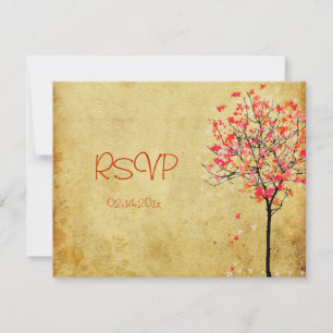 PixDezines rsvp vintage maple tree/orange+pink Card