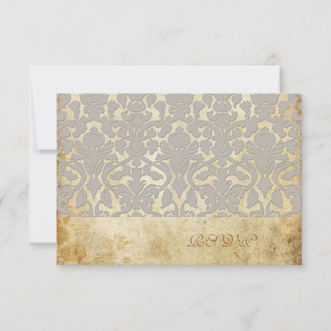PixDezines RSVP VINTAGE+ROMANTIC FLORA DAMASK Card (Front)