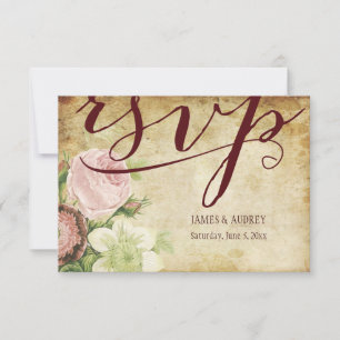 PixDezines rsvp vintage roses/parchment Card