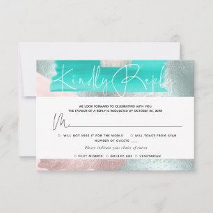 PixDezines RSVP w Meals, Modern Art, Blue Teal Card