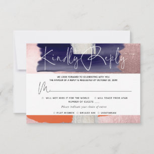 PixDezines RSVP w Meals, Modern Art, Navy Coral Card