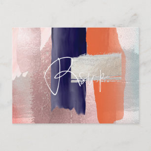 PixDezines RSVP w Meals, Modern Coral+Navy Cards