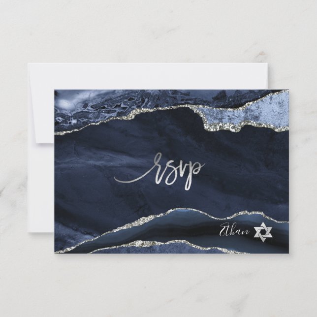 PixDezines RSVP Watercolor Agate Bar Mitzvah ✡ (Front)