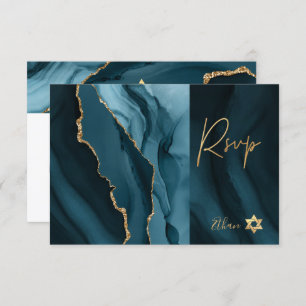PixDezines RSVP Watercolor Agate Bar Mitzvah ✡