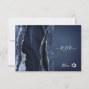 PixDezines RSVP Watercolor Agate Bar Mitzvah ✡ Card