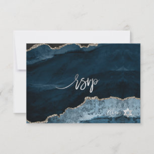 PixDezines RSVP Watercolor Agate Bar Mitzvah ✡ Card