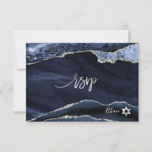 PixDezines RSVP Watercolor Agate Bar Mitzvah ✡ Card