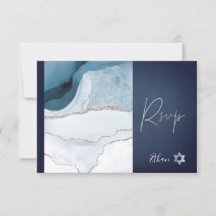 PixDezines RSVP Watercolor Agate Bar Mitzvah ✡ Card