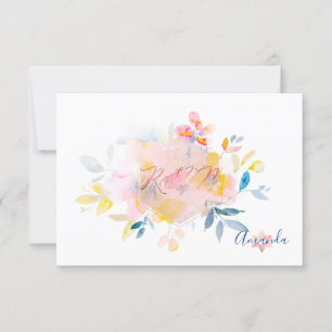 PixDezines RSVP Watercolor Flowers Bat Mitzvah ✡ Card